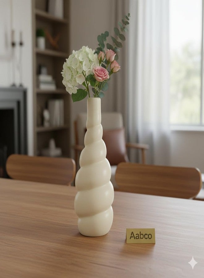 Aabco Unique Shape, Ceremic Vase for Living Room, Home Decoration Items for Living Room, Flower Vases for Home, Office & Table Decor (Stripped Bottle) - Image 2